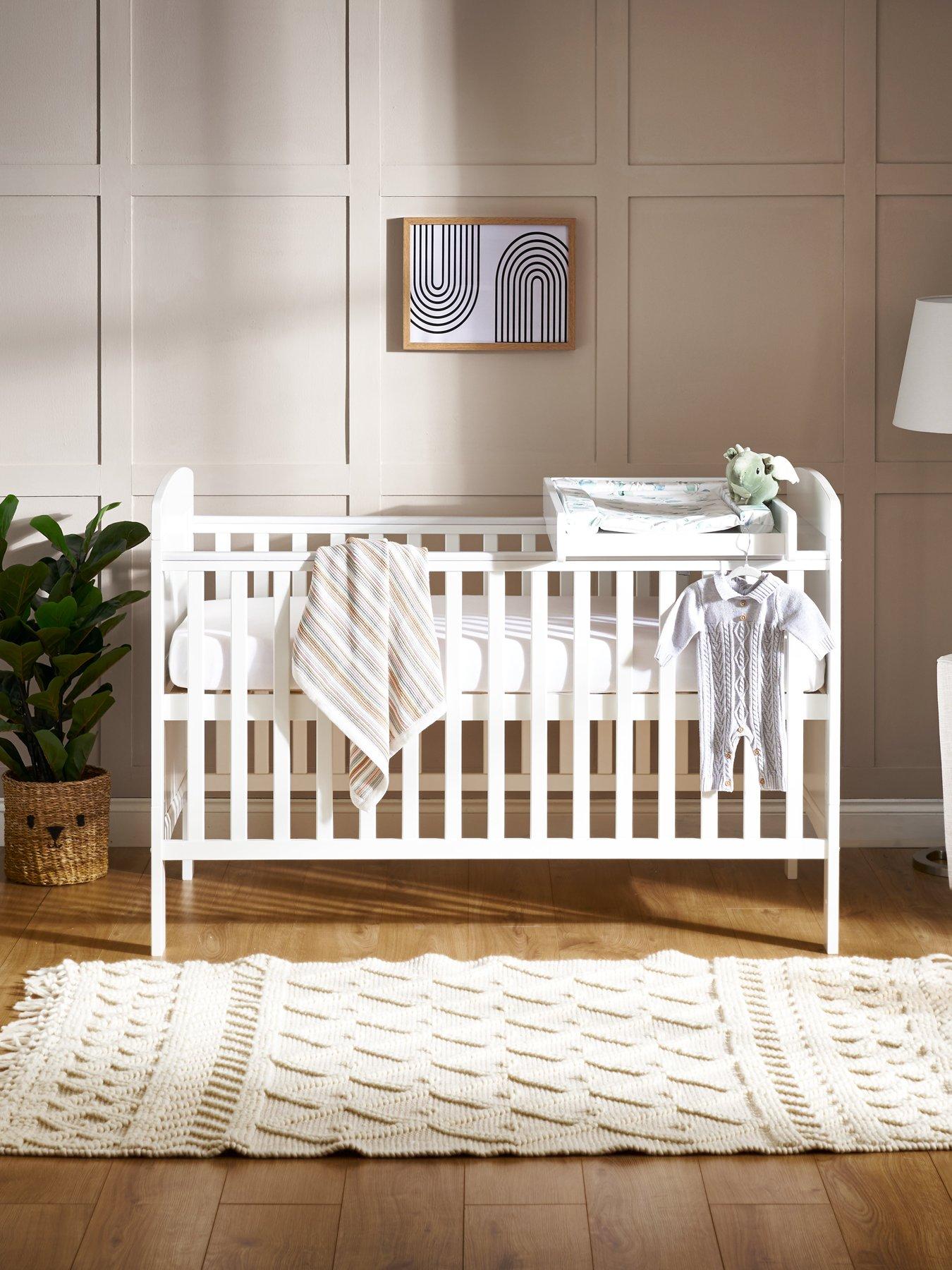 undefined Grace Cot Bed, Cot Top Changer + Fibre Mattress - White