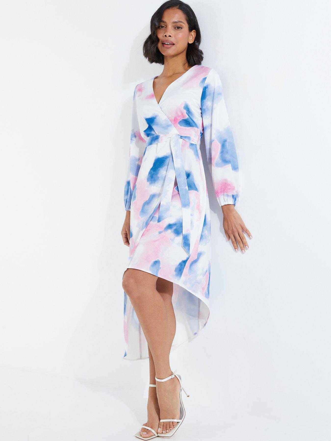 quiz-marble-long-sleeved-wrap-dress-multi