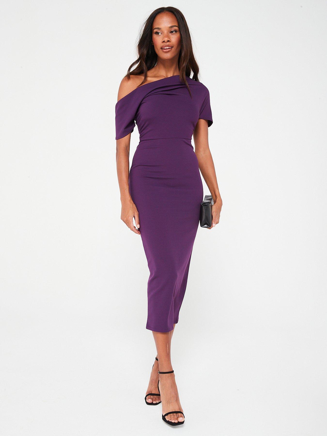 V by Very Off The Shoulder Crepe Dress Purple Very