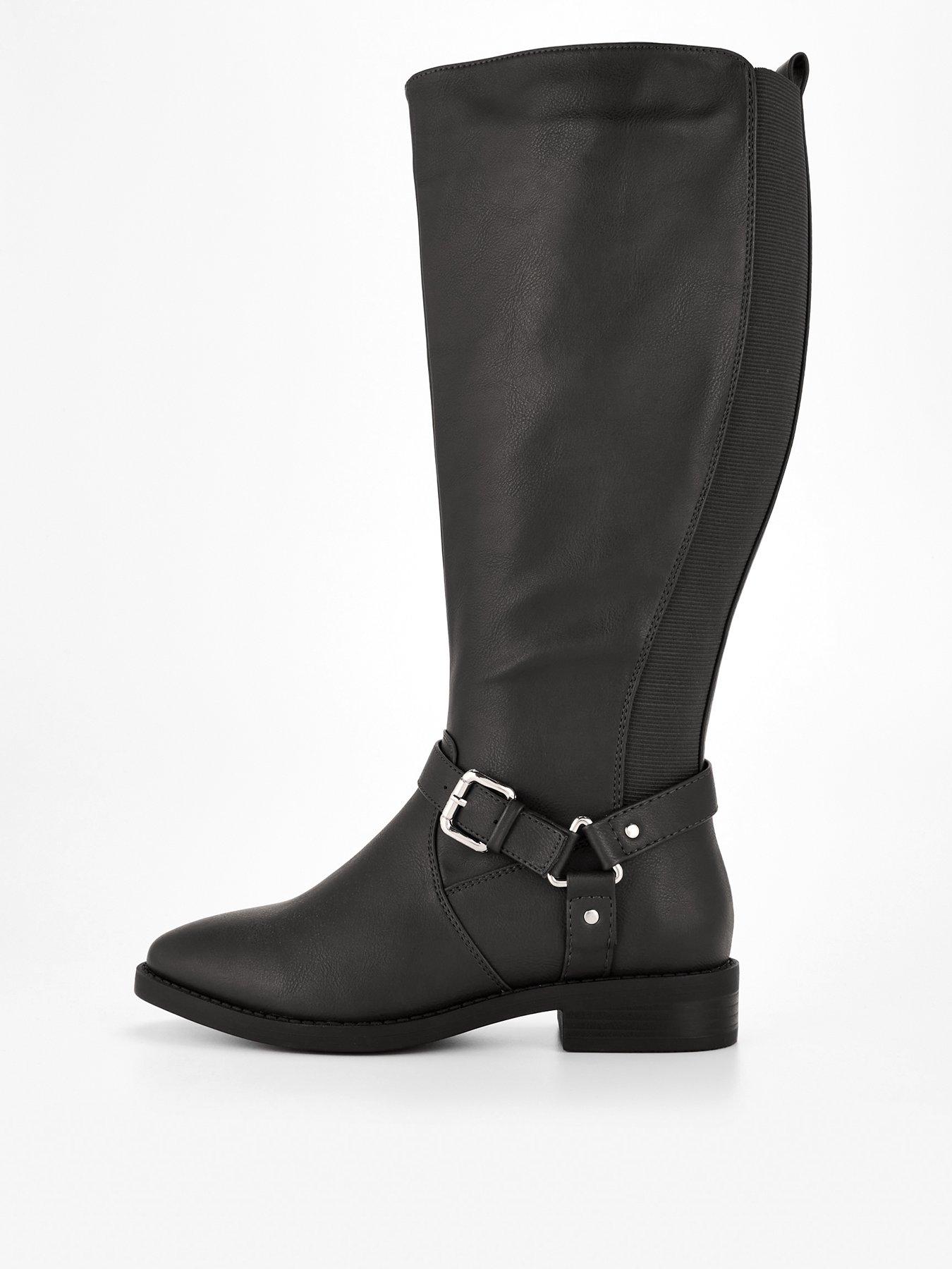 Wide fit knee on sale high leather boots