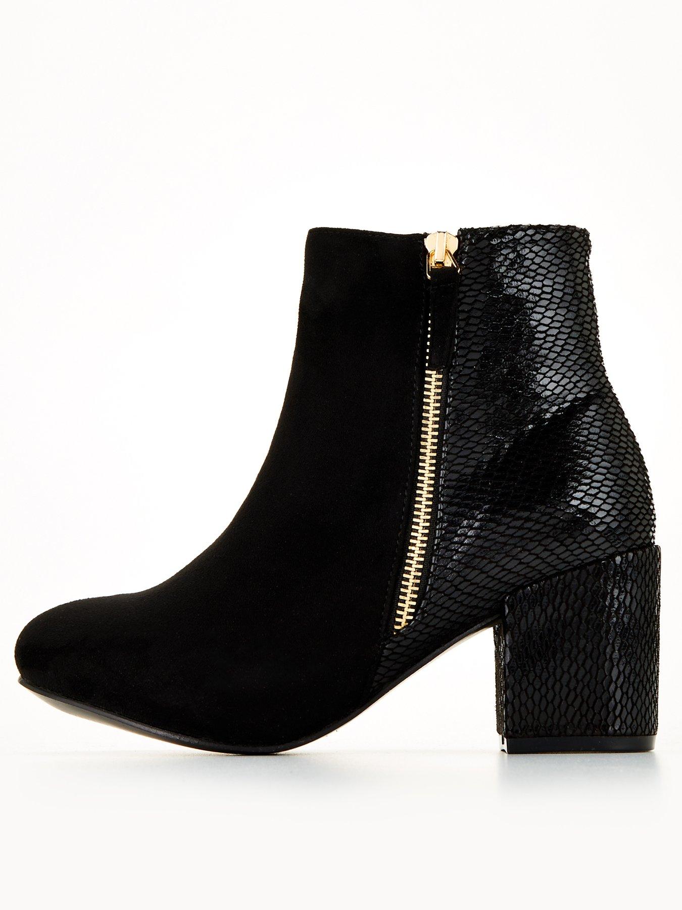 Black ankle boots with gold hot sale block heel