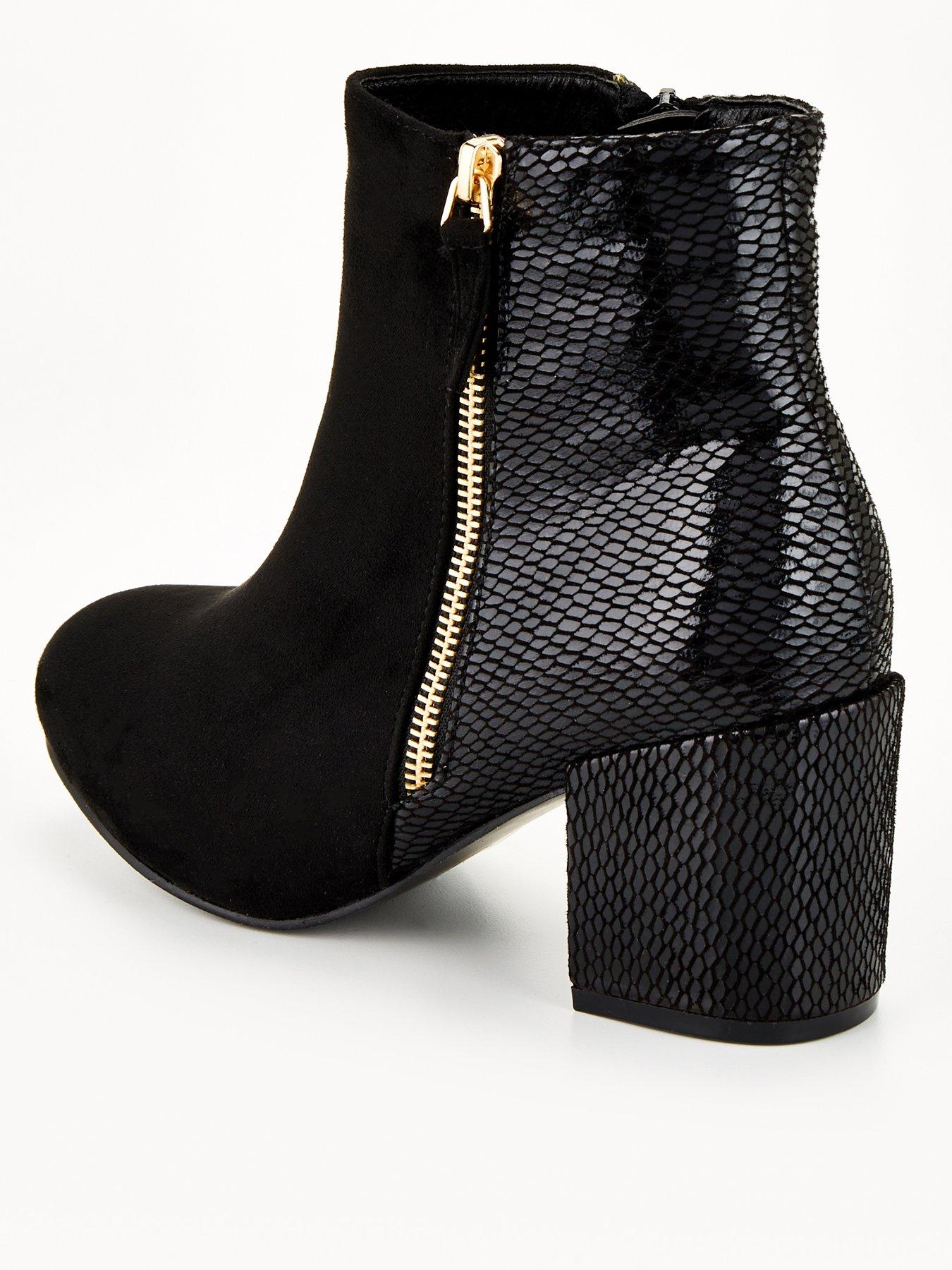 Everyday Extra Wide Fit Block Heel Ankle Boot Black Very