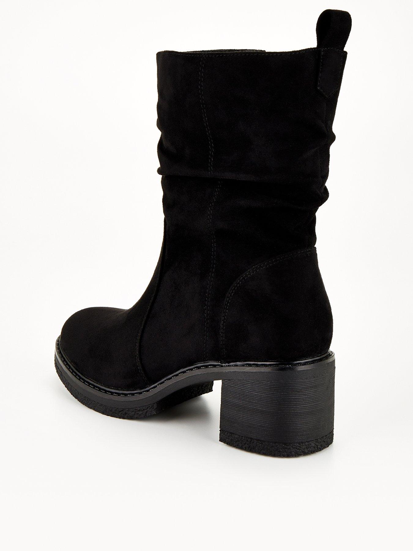 Slouchy black boots wide 2024 calf