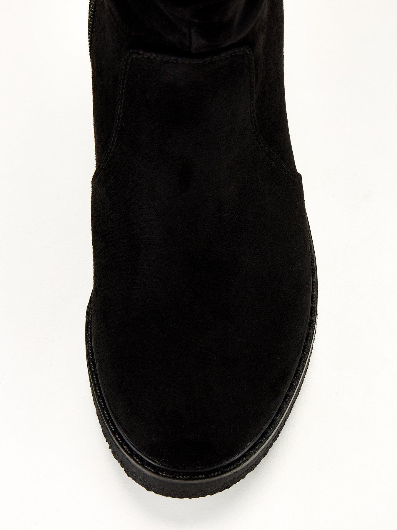 Everyday Extra Wide Slouch Calf Boot With Bock Heel Black Very