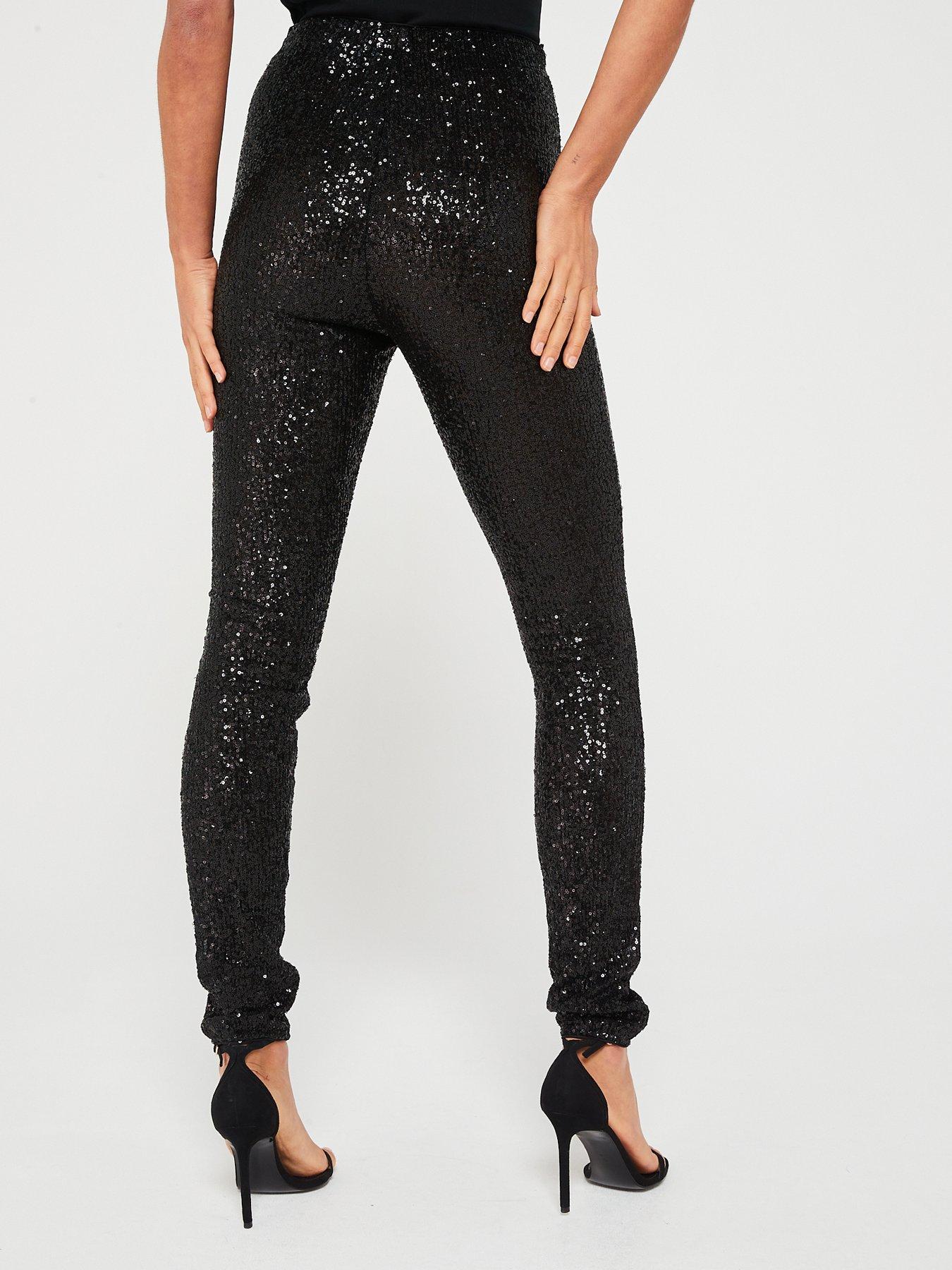 Buy Yours Curve Black Ponte Sequin Leggings from the Next UK