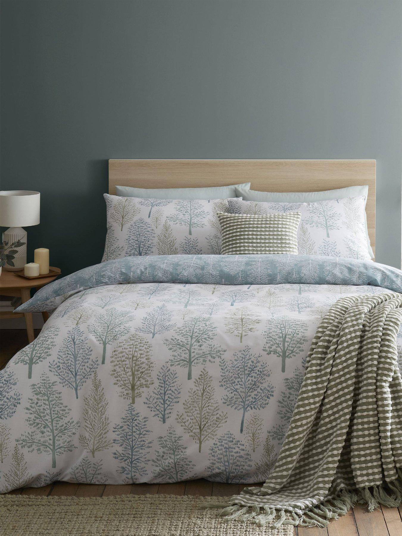 Product photograph of Catherine Lansfield Wilda Tree Duvet Cover Set - Green from very.co.uk