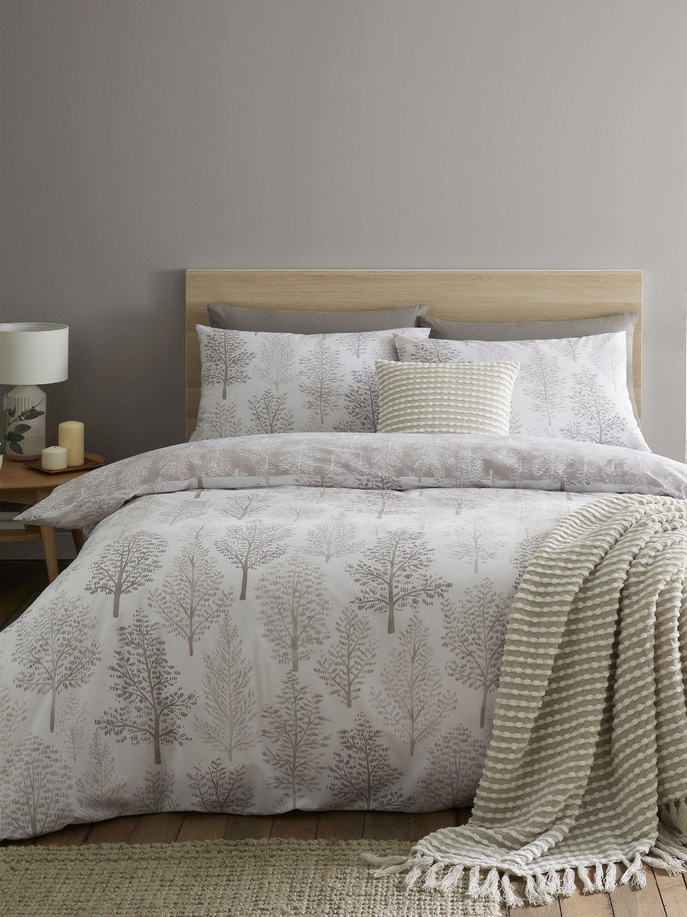 Product photograph of Catherine Lansfield Wilda Tree Duvet Cover Set - Natural from very.co.uk