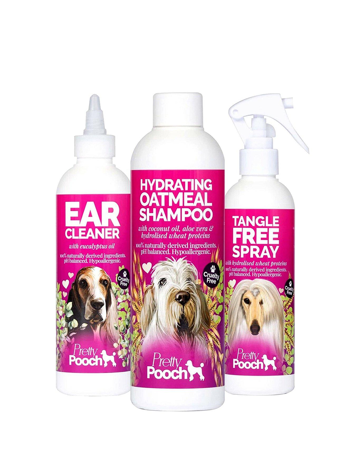 Product photograph of Pretty Pooch The Squeaky Clean Grooming Kit Set - 250ml Hydrating Oatmeal Shampoo 250ml Ear Cleaner Amp Tangle Free Spray 250ml - For All Dog Breeds And Coat Types from very.co.uk