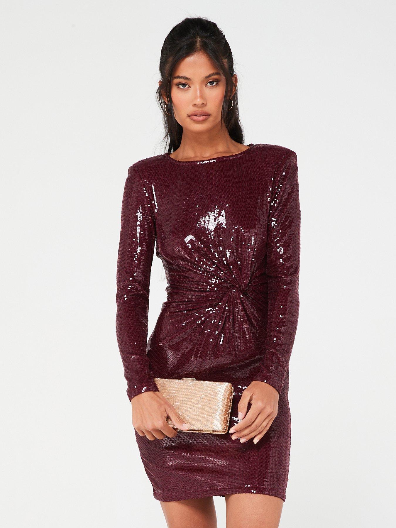 Burgundy sequin mini clearance skirt