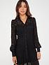  image of v-by-very-long-sleeve-all-over-lace-button-through-mini-dress-black