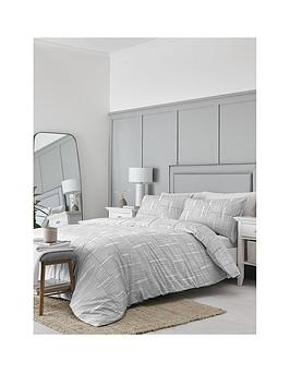 Product photograph of Drift Home Linear Duvet Cover Set - Grey from very.co.uk