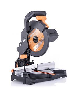 Product photograph of Evolution R210cms - 210mm Multi-material Compound Mitre Saw from very.co.uk