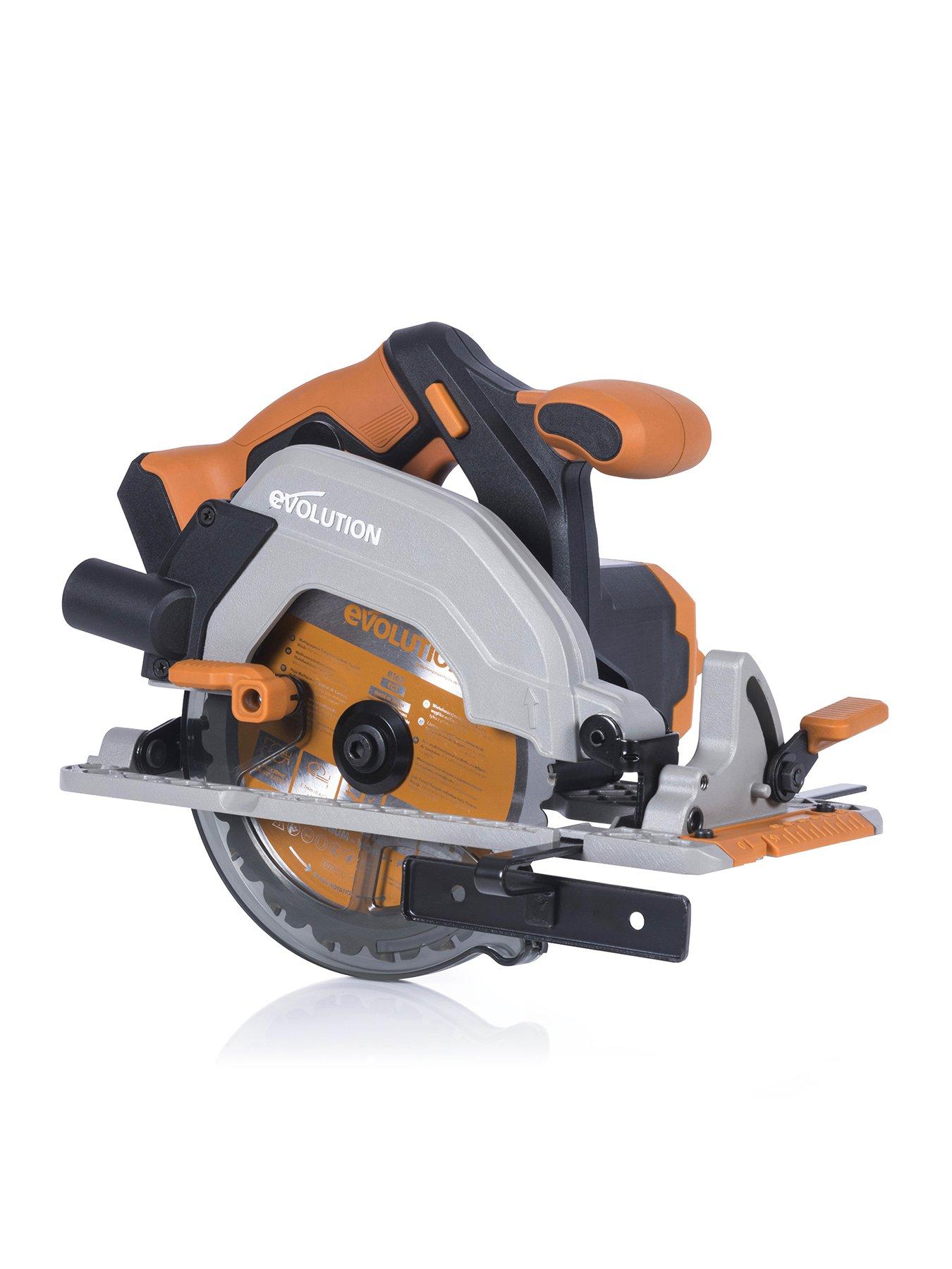 Product photograph of Evolution R165ccs-li 165mm 18v Li-ion Ext Cordless Circular Saw - Tool Only from very.co.uk