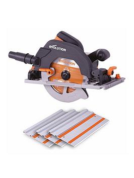 Product photograph of Evolution R185ccsx 185mm Multi-material Circular Saw Amp Track Combination Pack from very.co.uk