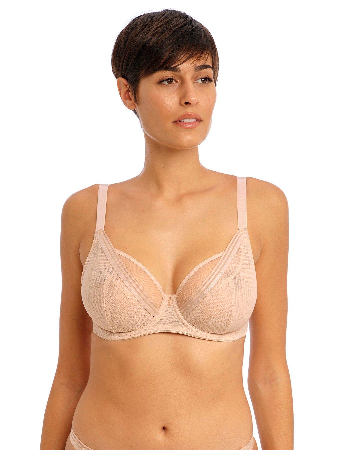 Overlap Elastic Lace Bra Beige