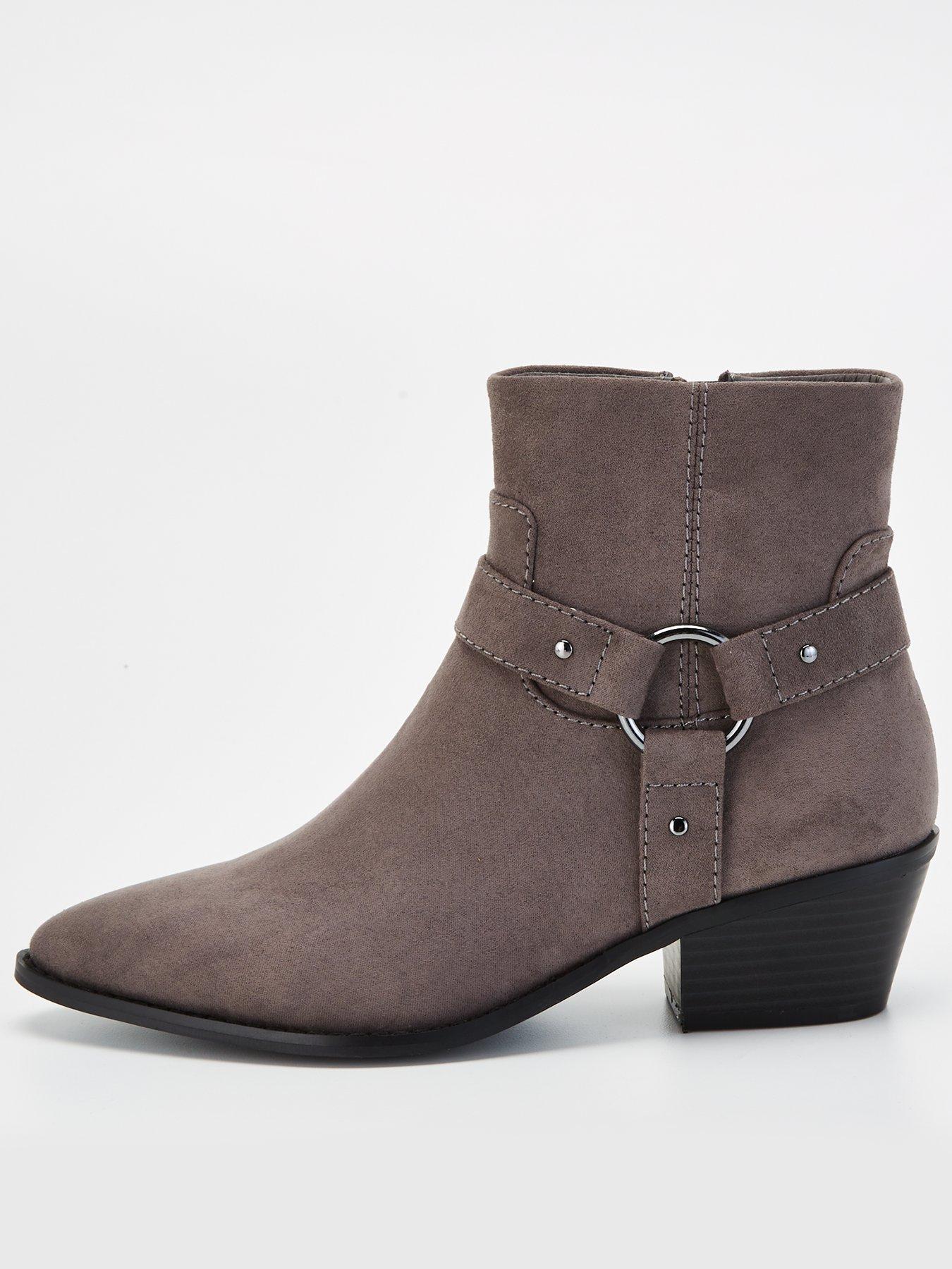 Black suede clearance western ankle boots