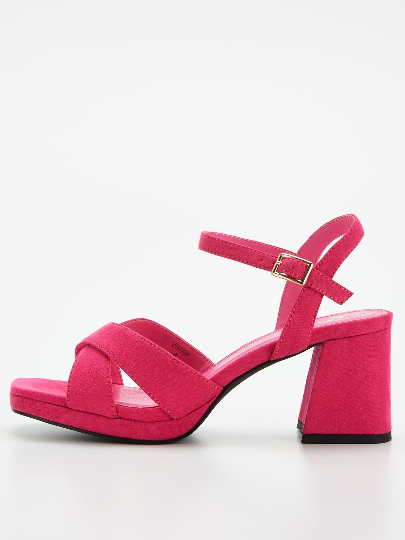 Pink wide fit block hot sale heels