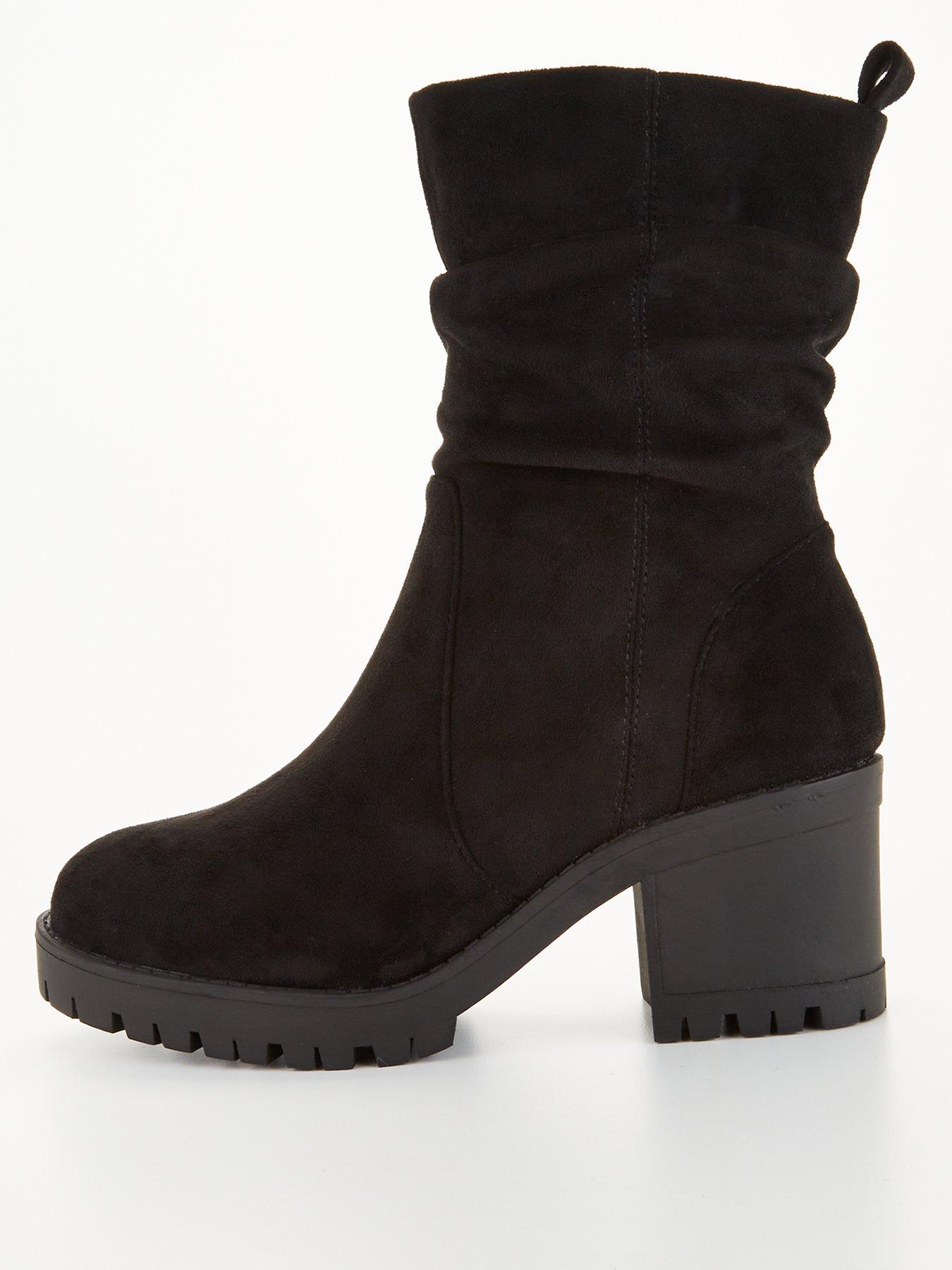 The Very Collection Block Heel Slouch Calf Boots - Black