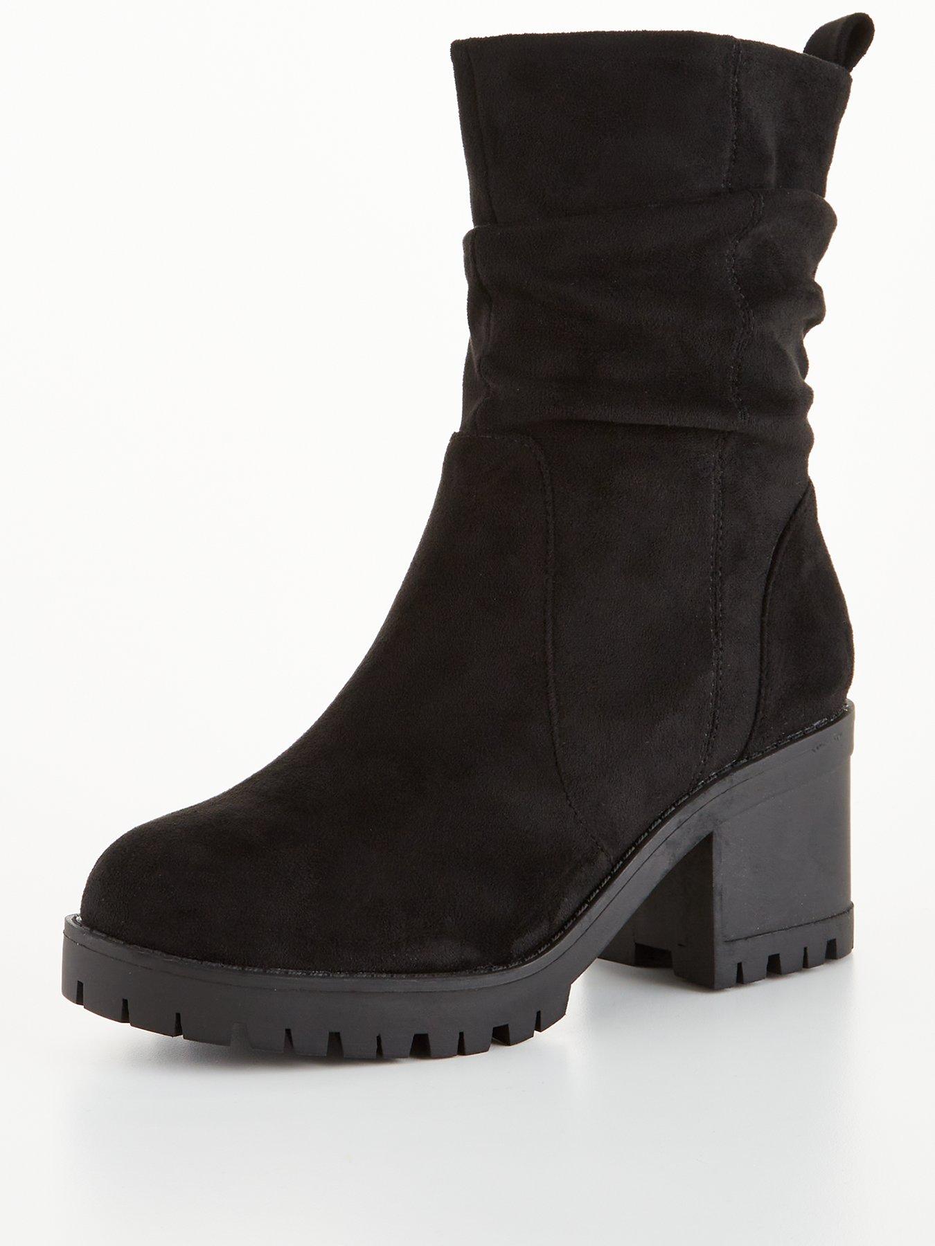 Image 2 of 6 of Everyday Wide Fit Block Heel Slouch Calf Boot - Black