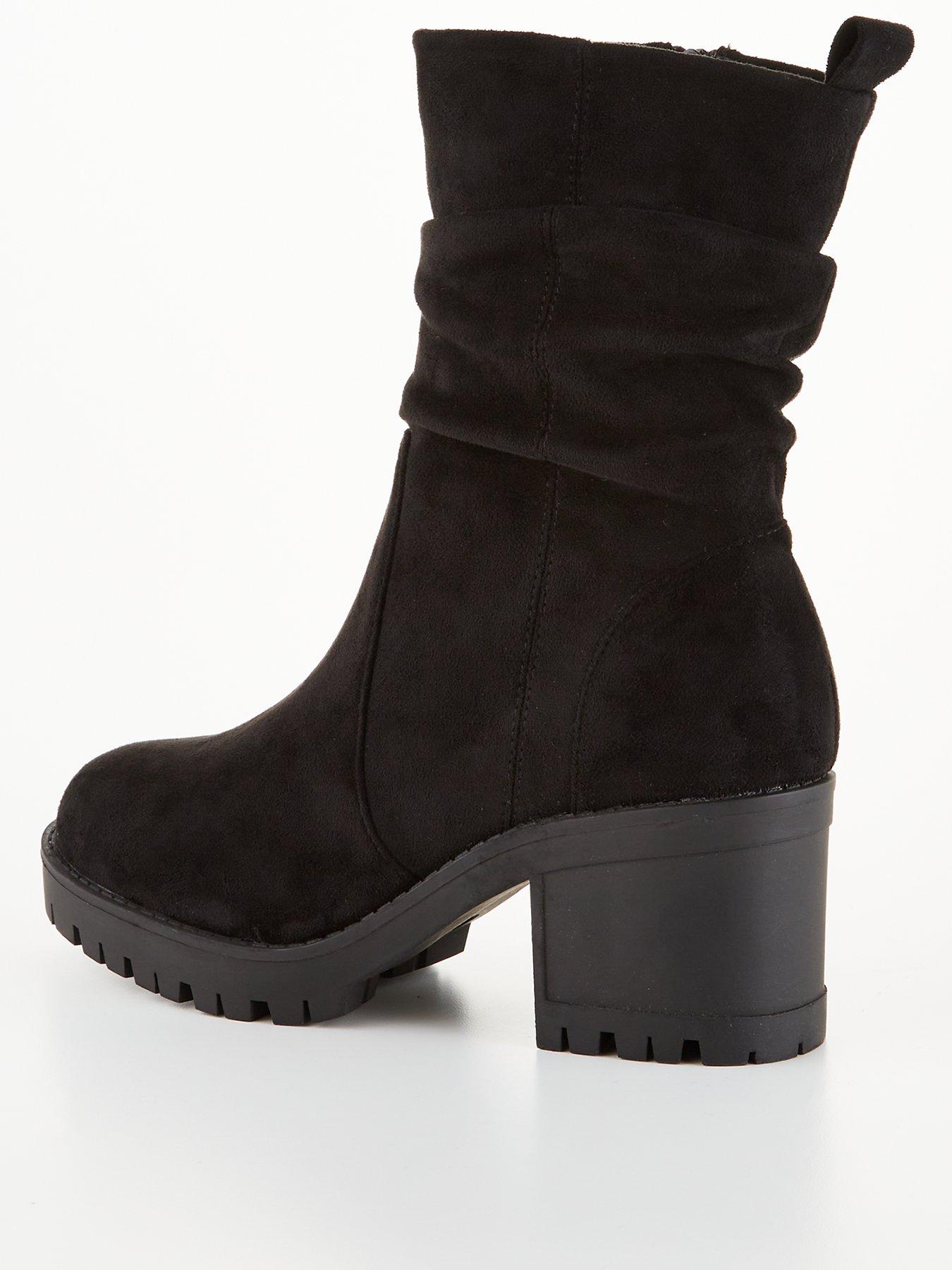 Image 3 of 6 of Everyday Wide Fit Block Heel Slouch Calf Boot - Black