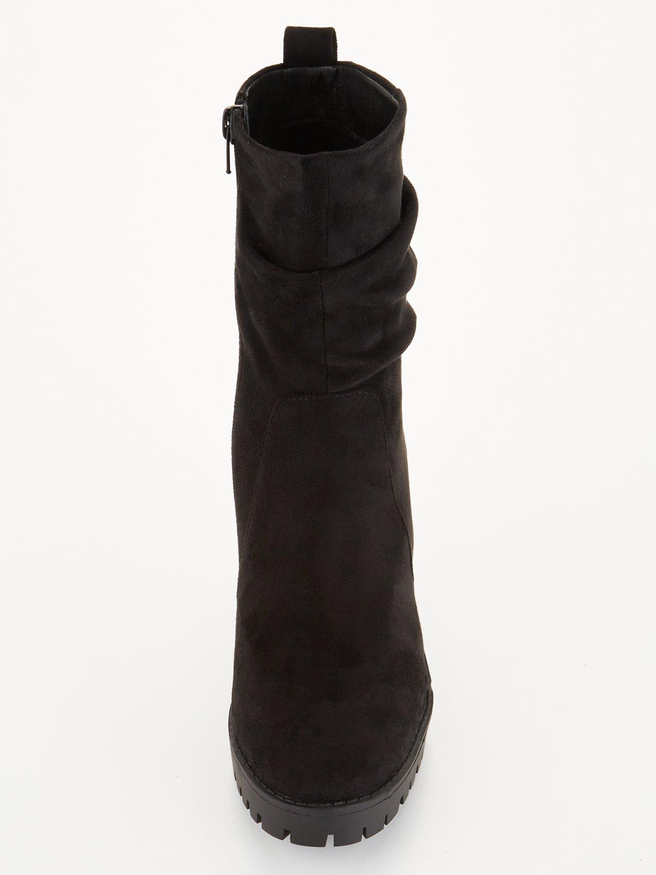 Image 4 of 6 of Everyday Wide Fit Block Heel Slouch Calf Boot - Black