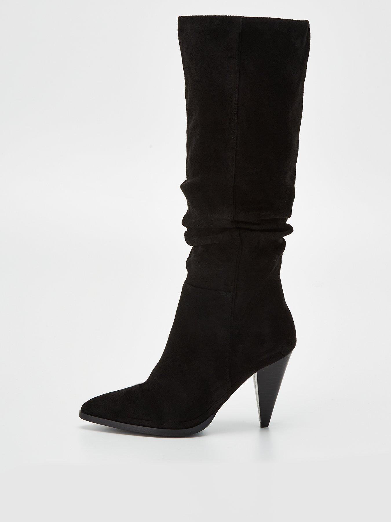 Suede black slouch store boots