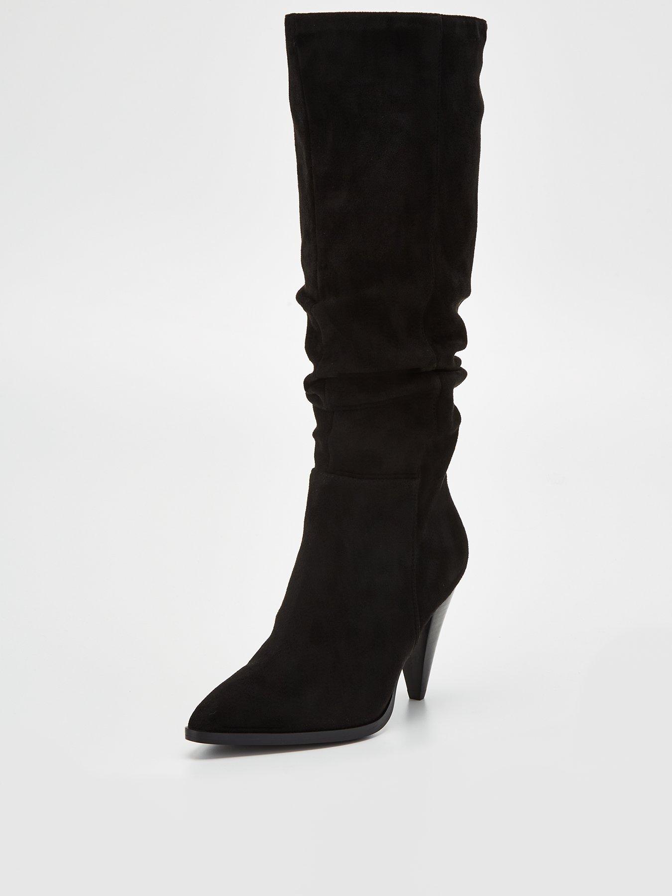 Knee high slouch store boots with heel