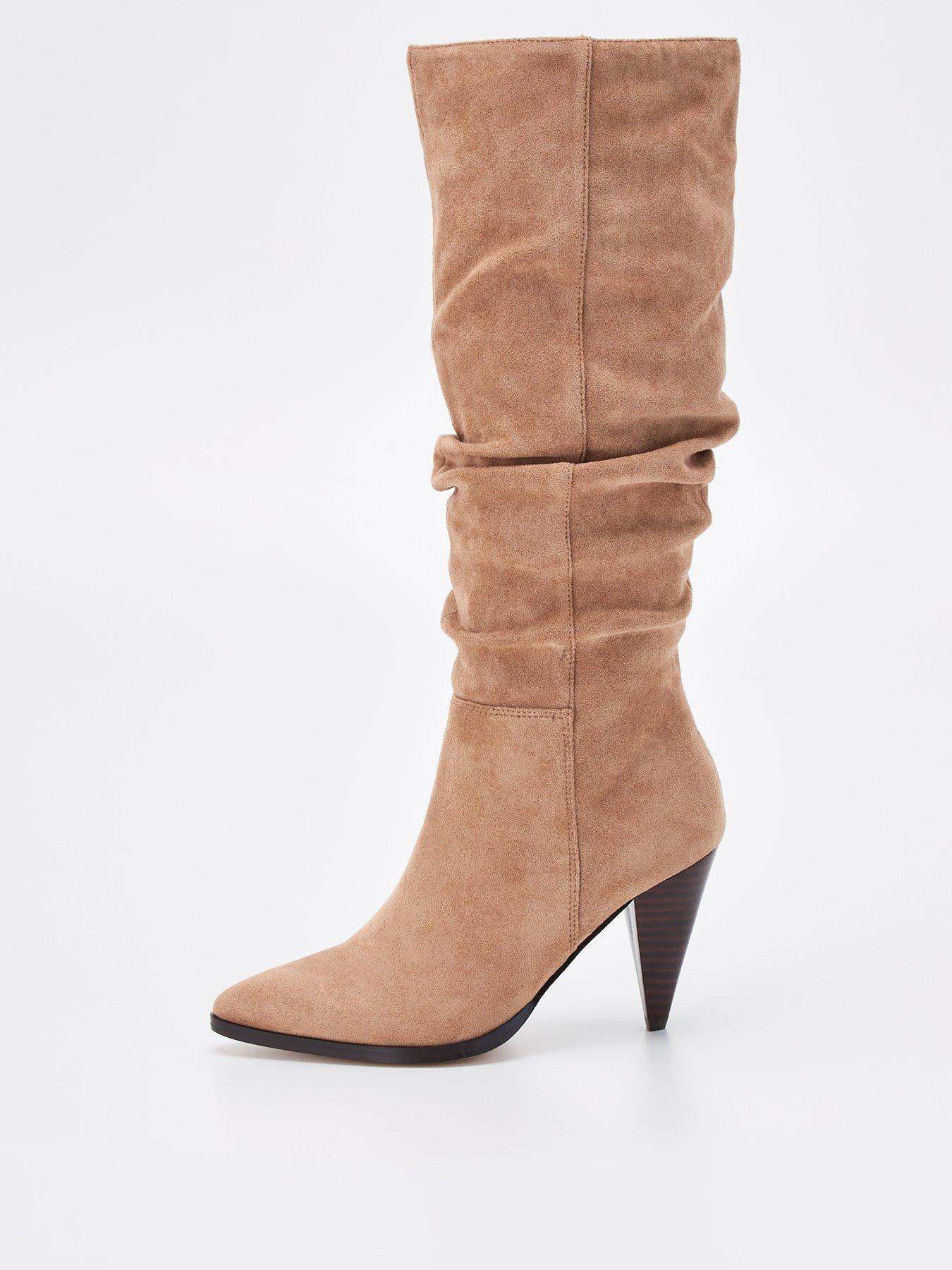 V by Very Cone Heel Slouch Knee Boot Brown very