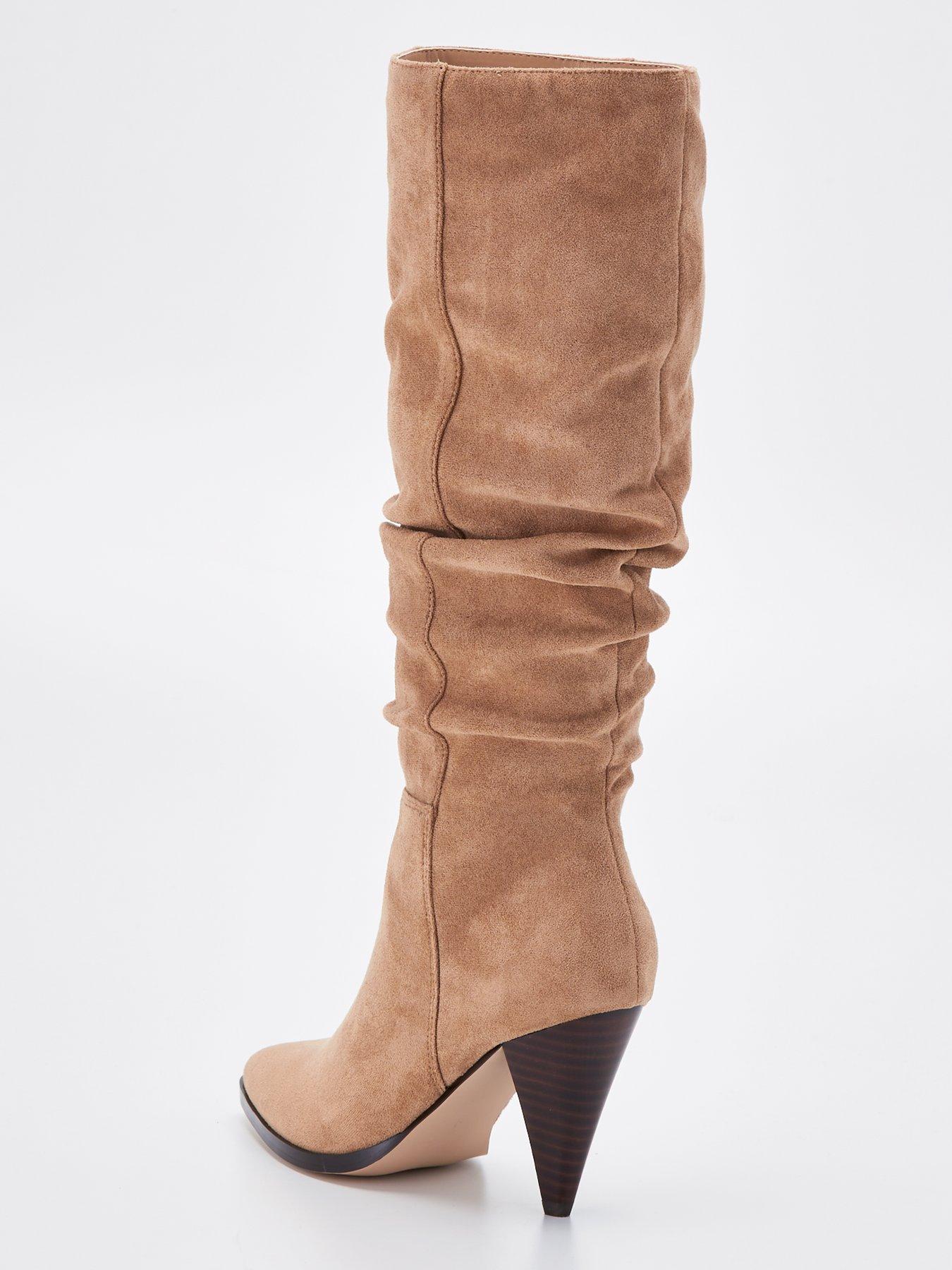 V by Very Cone Heel Slouch Knee Boot Brown Very