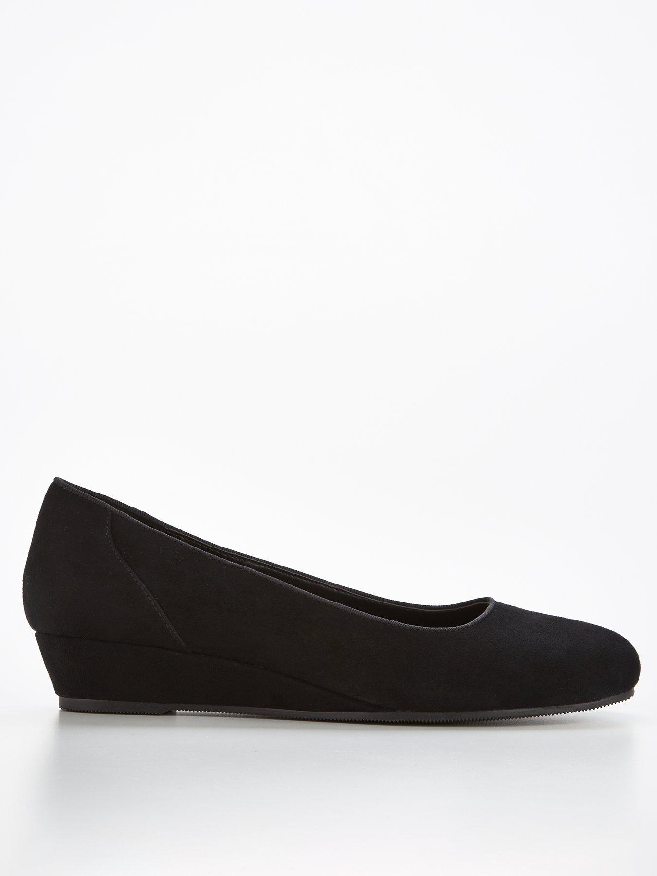 Womens black store wedge shoes uk