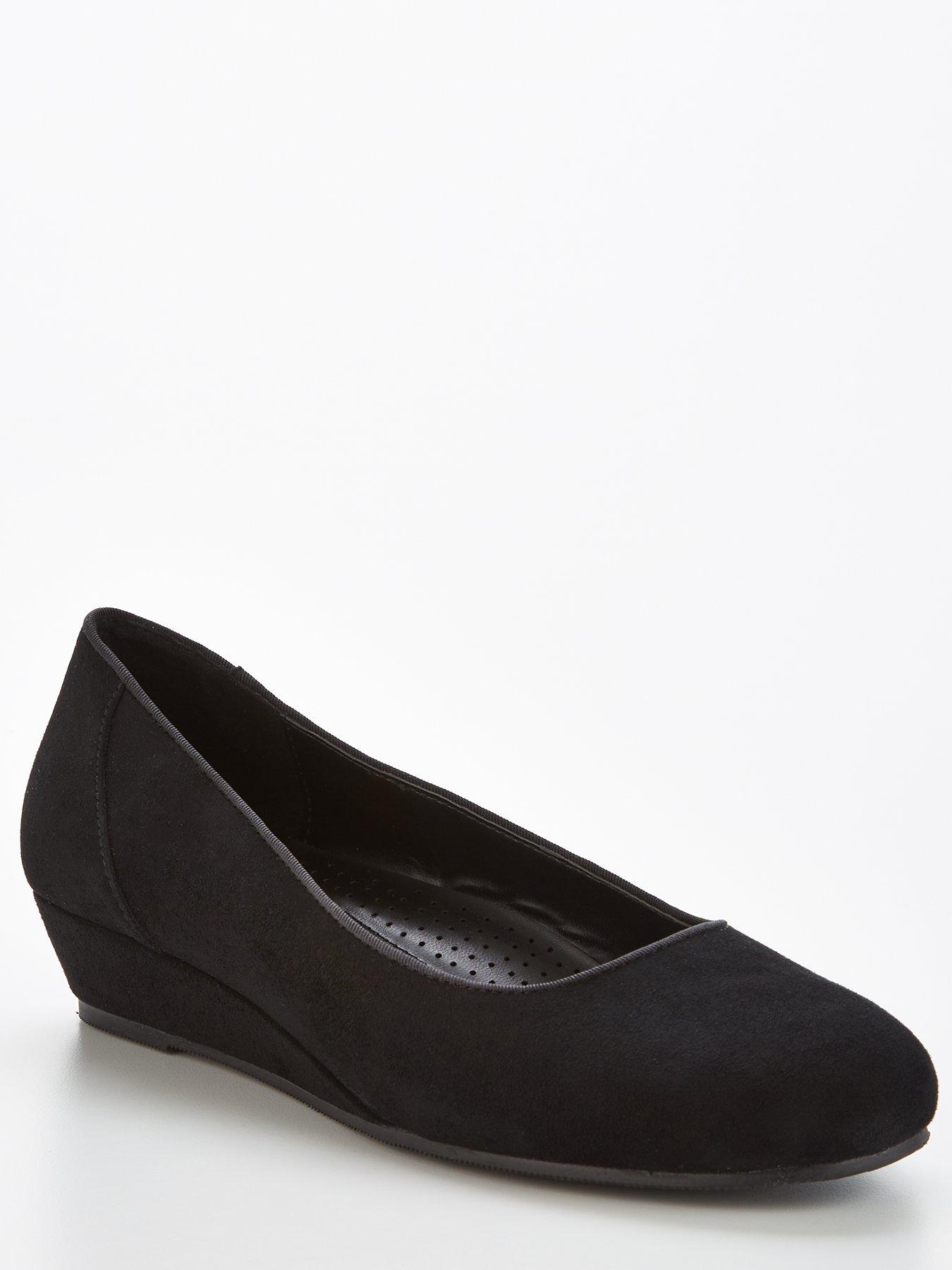 Black wedge hot sale shoes uk