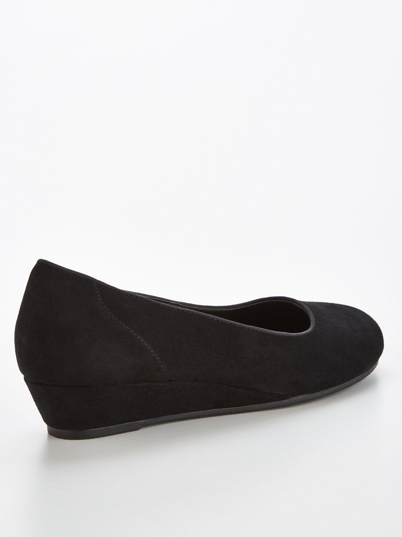 Black suede wedge court hot sale shoes