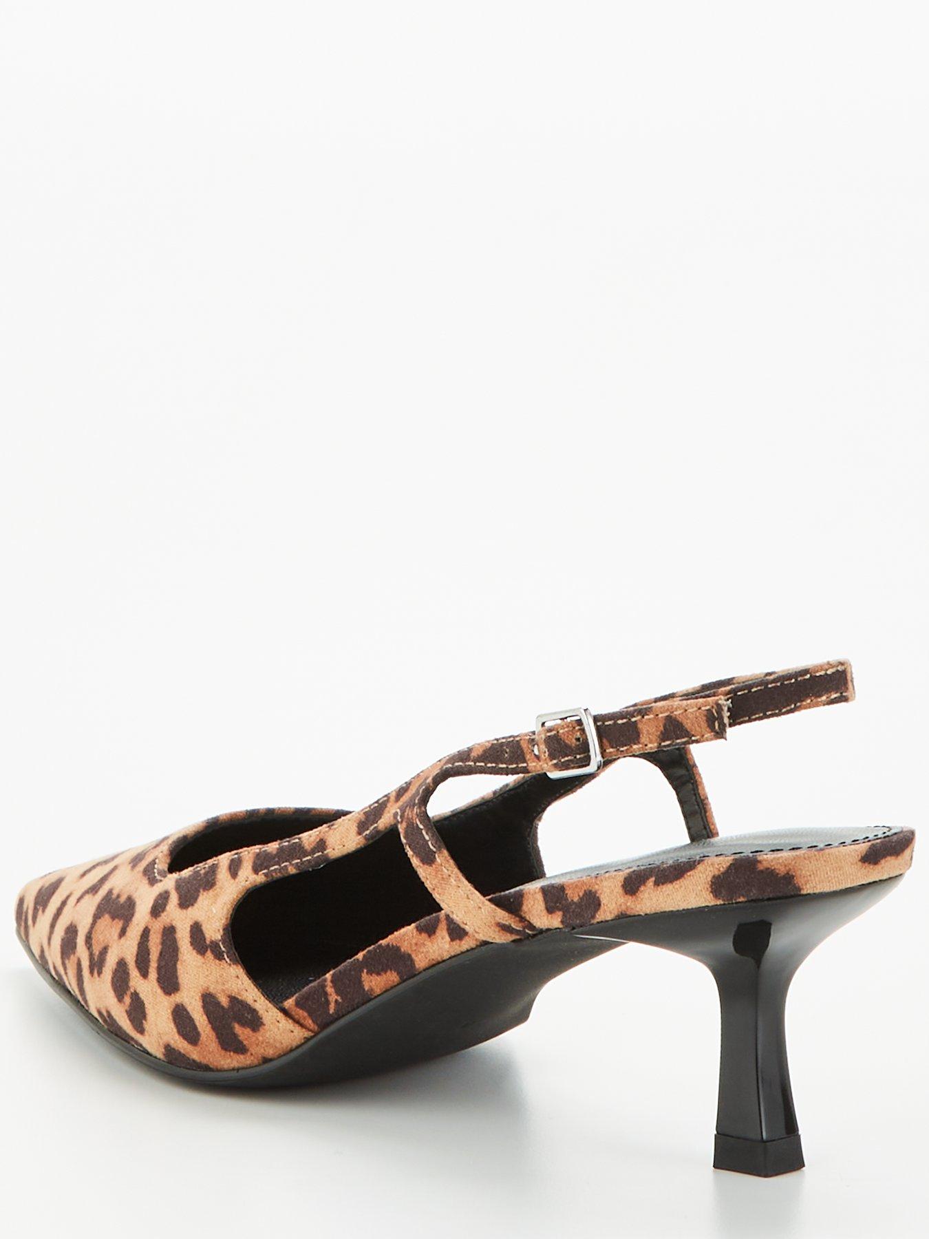 Slingback Kitten Heel Point Court Shoe Brown
