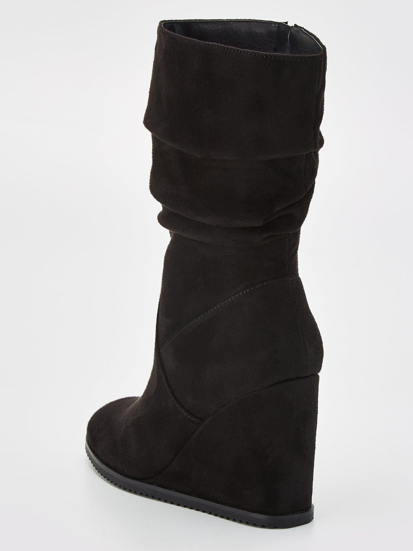 Black wedge calf boots best sale