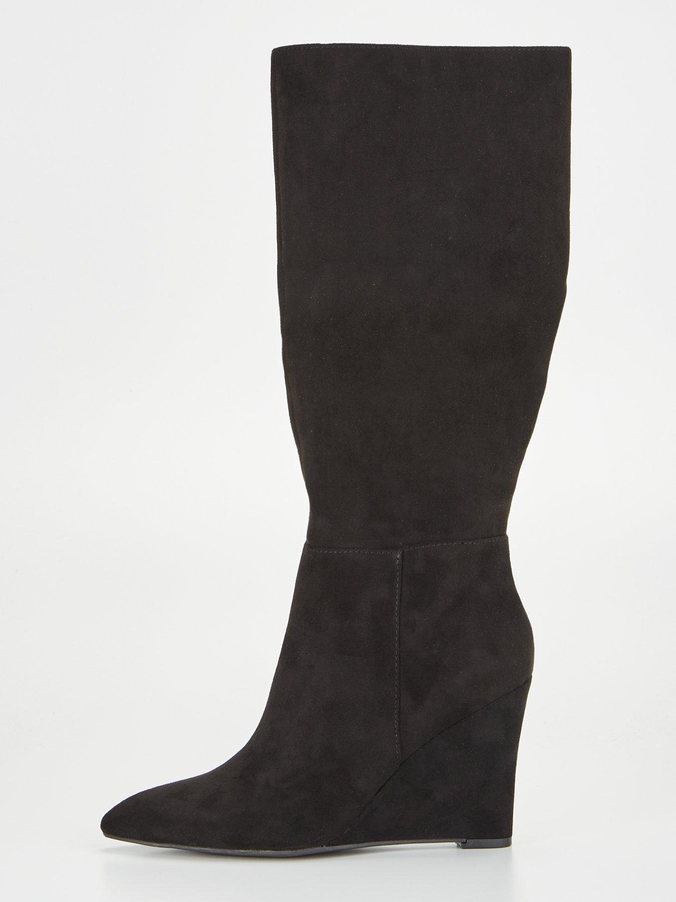 Wedge Knee Boot Black