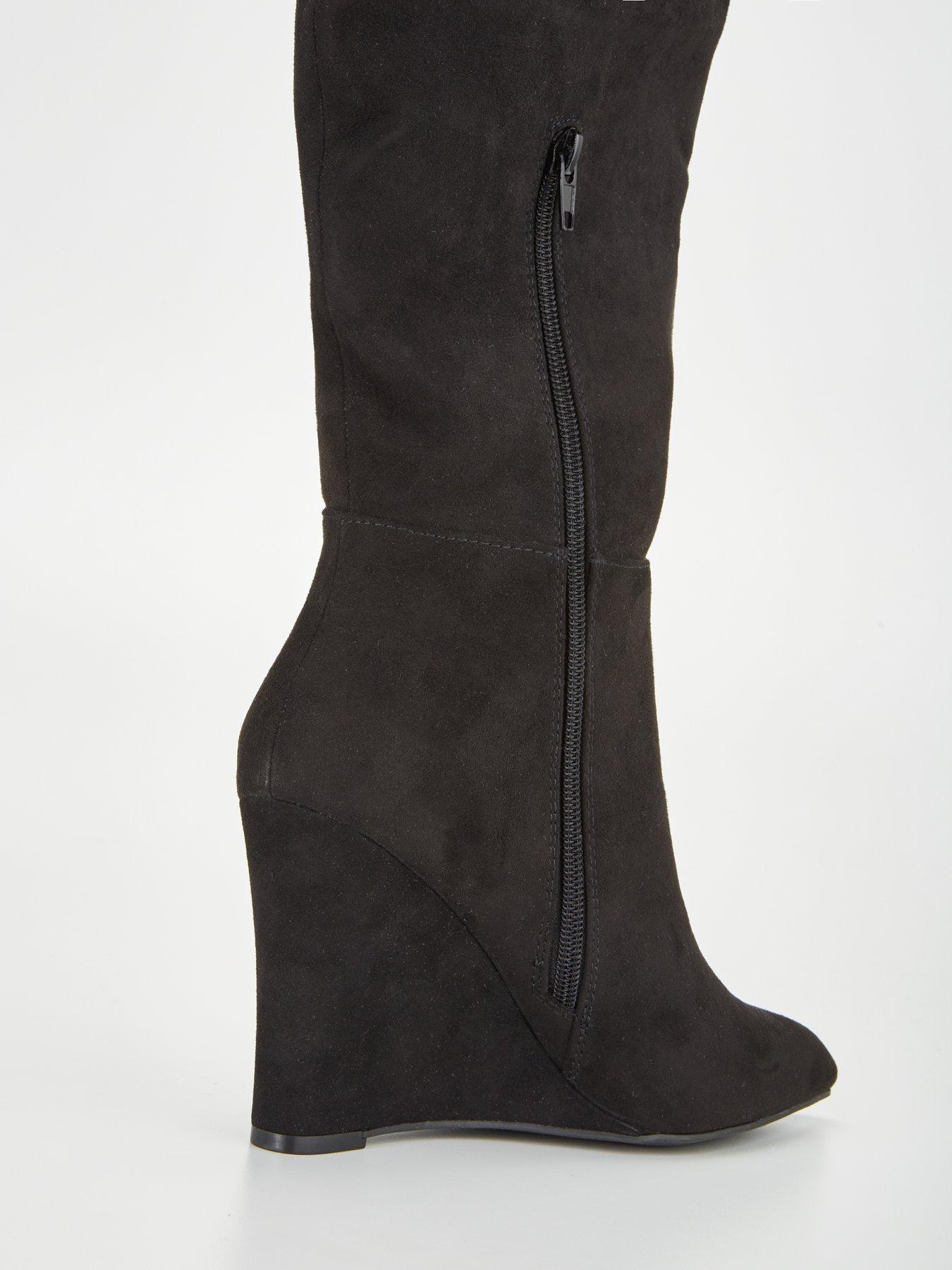 Black boots wedge heel best sale