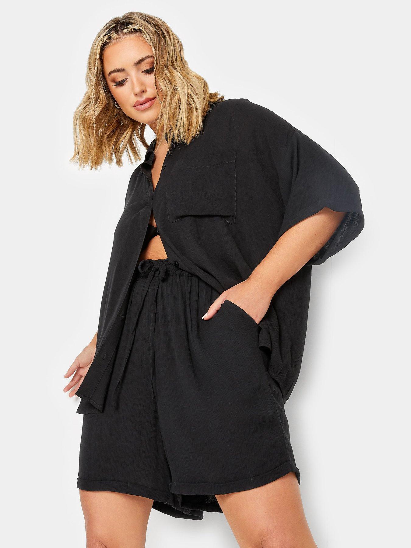 undefined Crinkle Shorts Co-ord Black