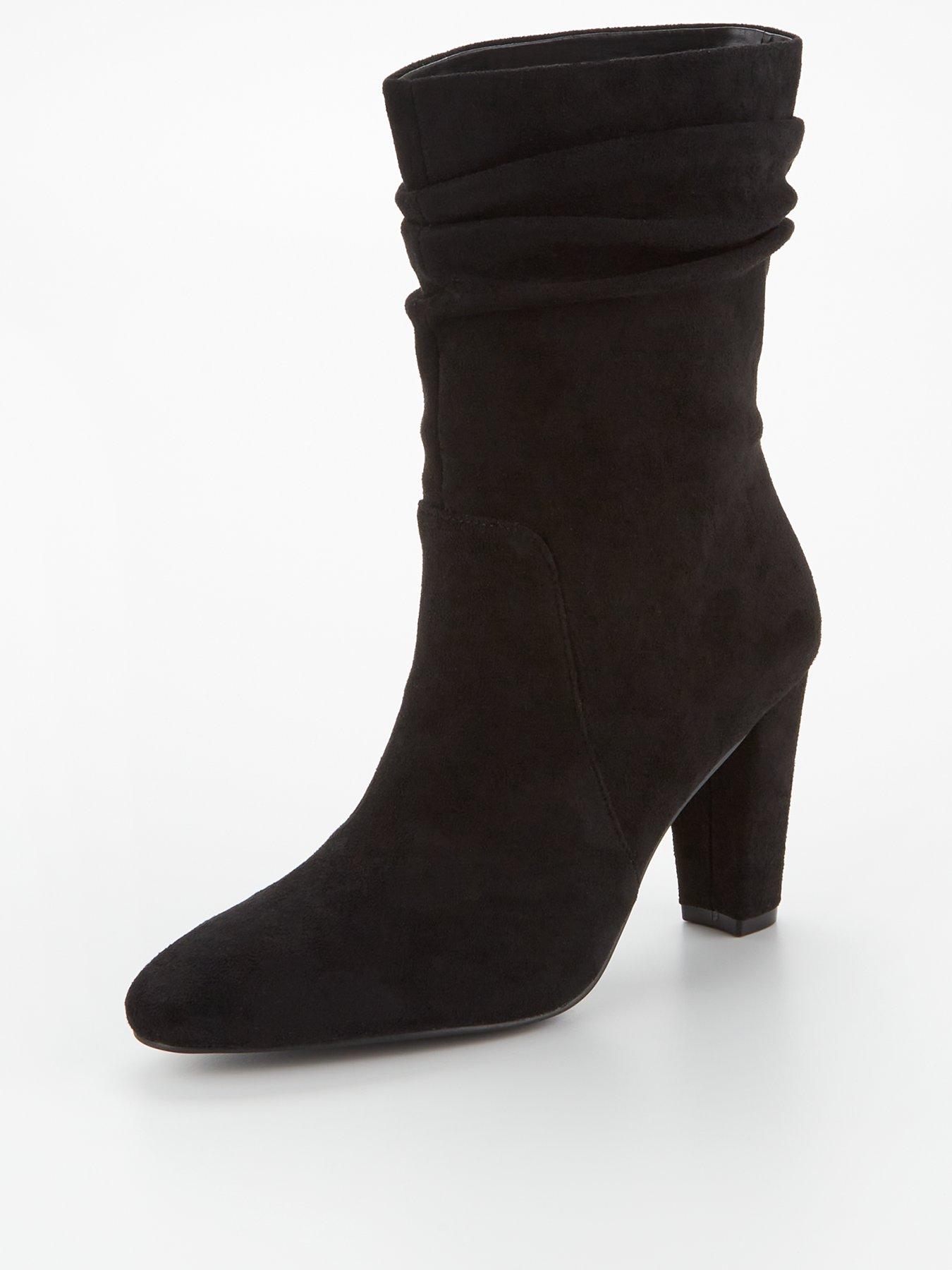 V by Very Slouch Calf Boot Black Very