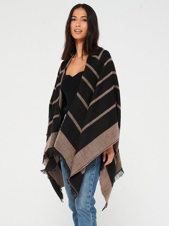 front image of v-by-very-stripe-knitted-wrapnbsp--camelblack