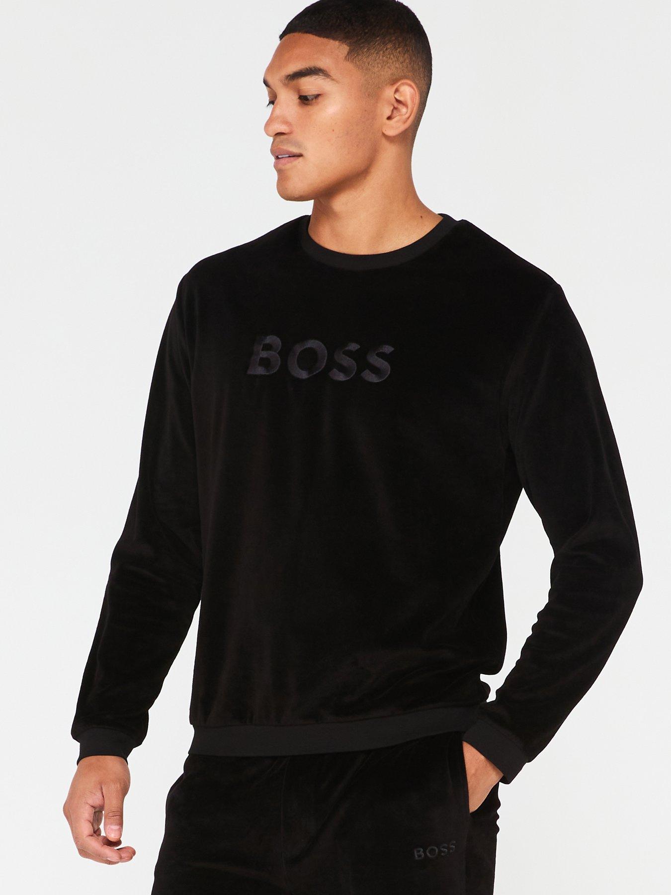 HUGO Sporty Tape Logo Lounge Hoodie - Black