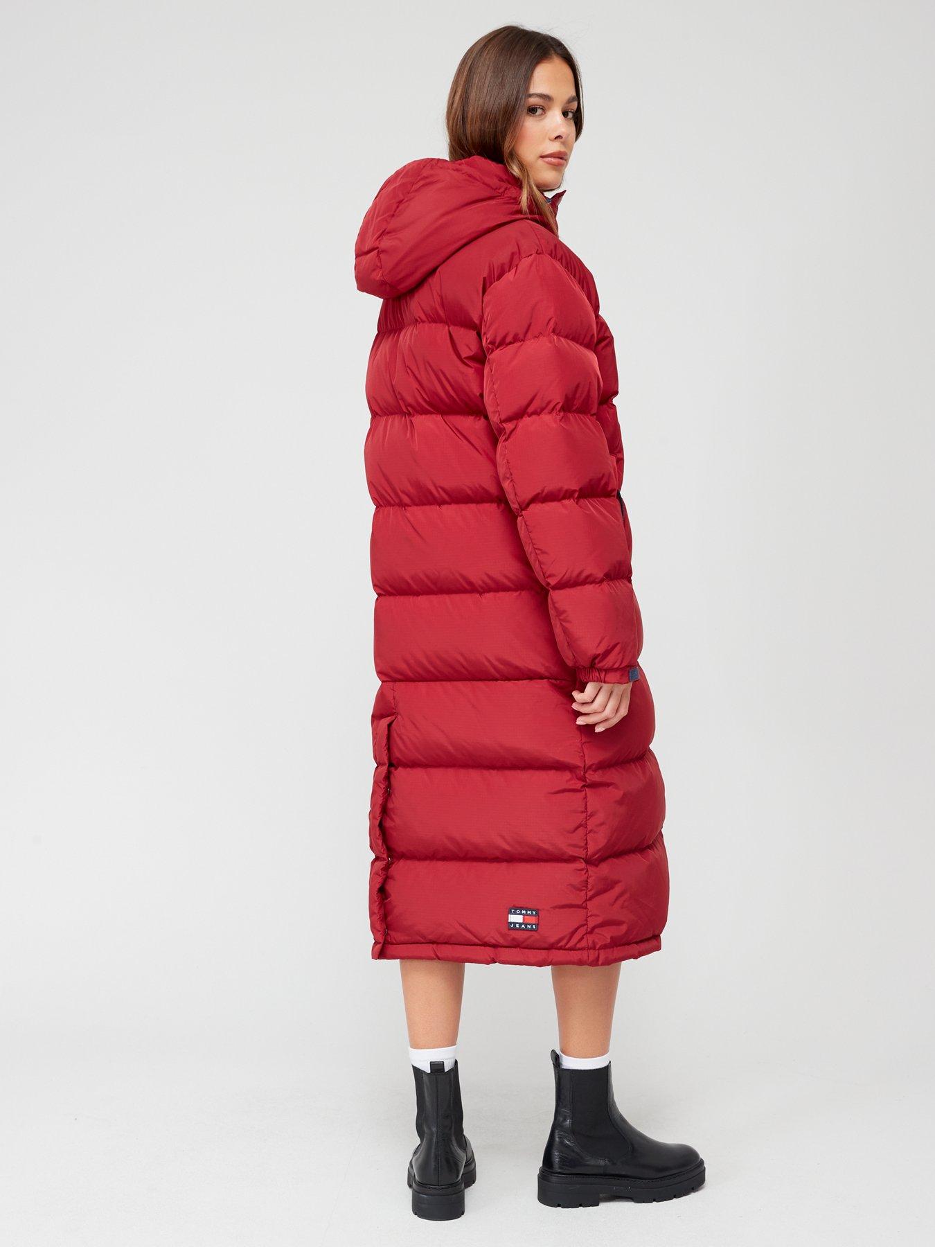 Tommy Jeans Alaska Padded Longline Coat - Red