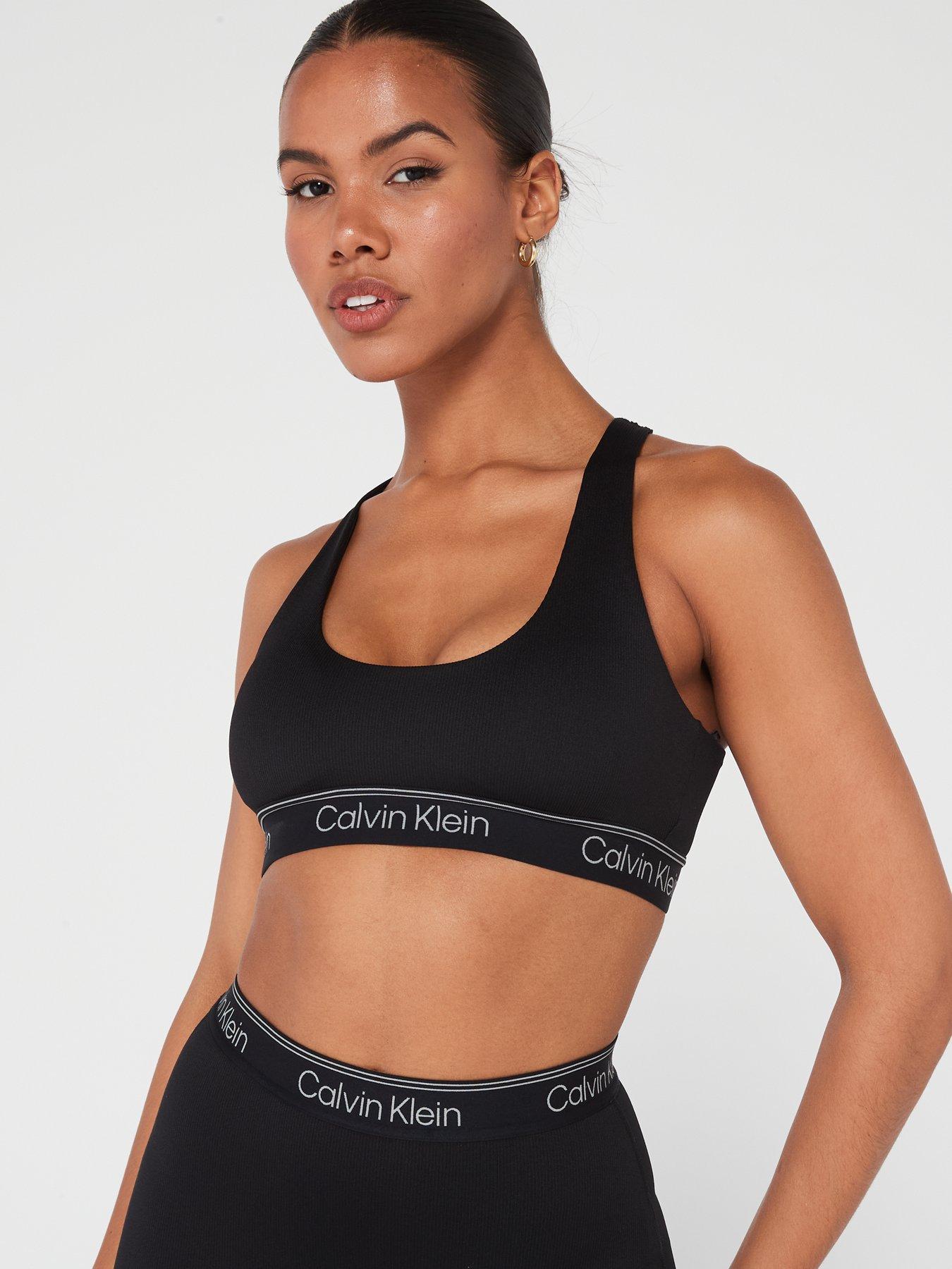 Calvin Klein Sports Bra Womens S Small Gray Workout Athletic Padded  Racerback