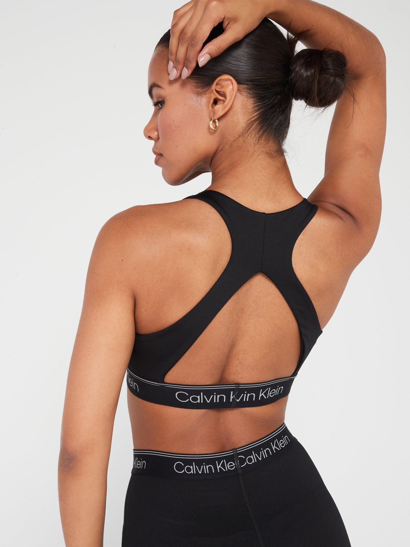 Calvin Klein Performance Bra Women's Black Impact Racerback Sports Size XL