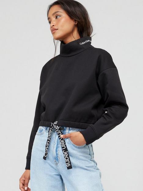 calvin-klein-jeans-waist-drawcord-roll-neck-sweatshirt-black