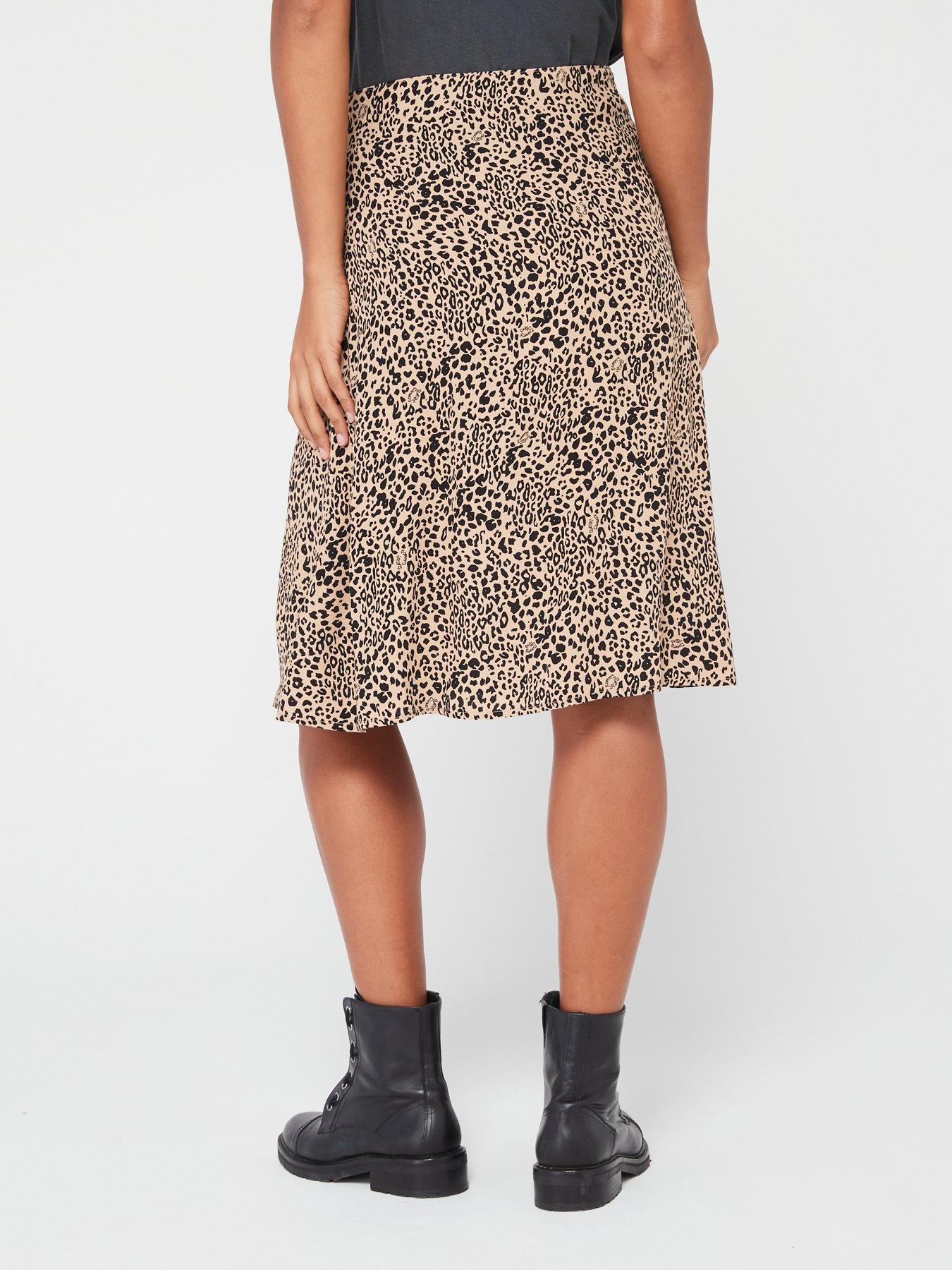 Tommy Jeans Animal Print Flare Skirt - Leopard