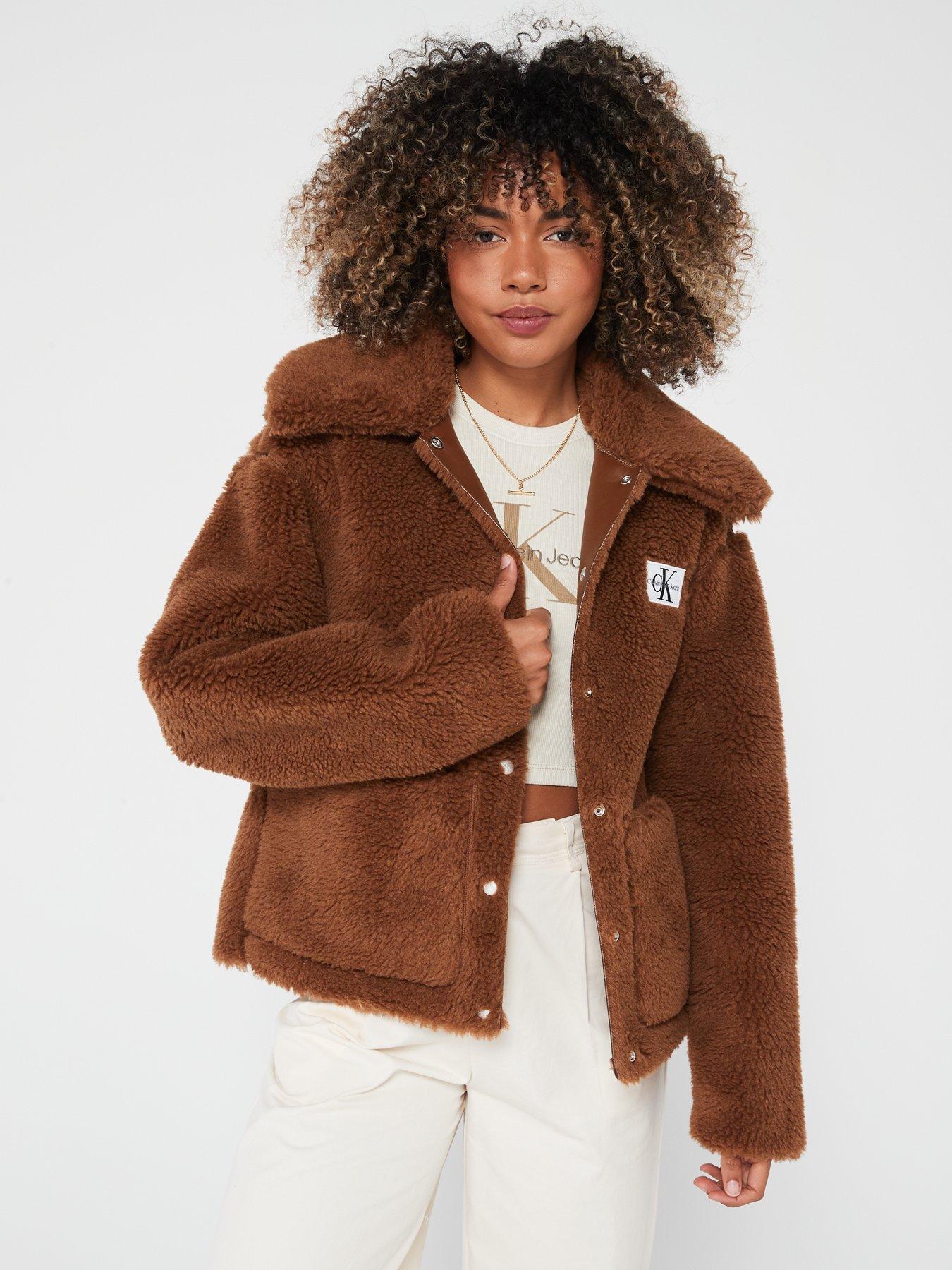 Short Sherpa Coat Brown