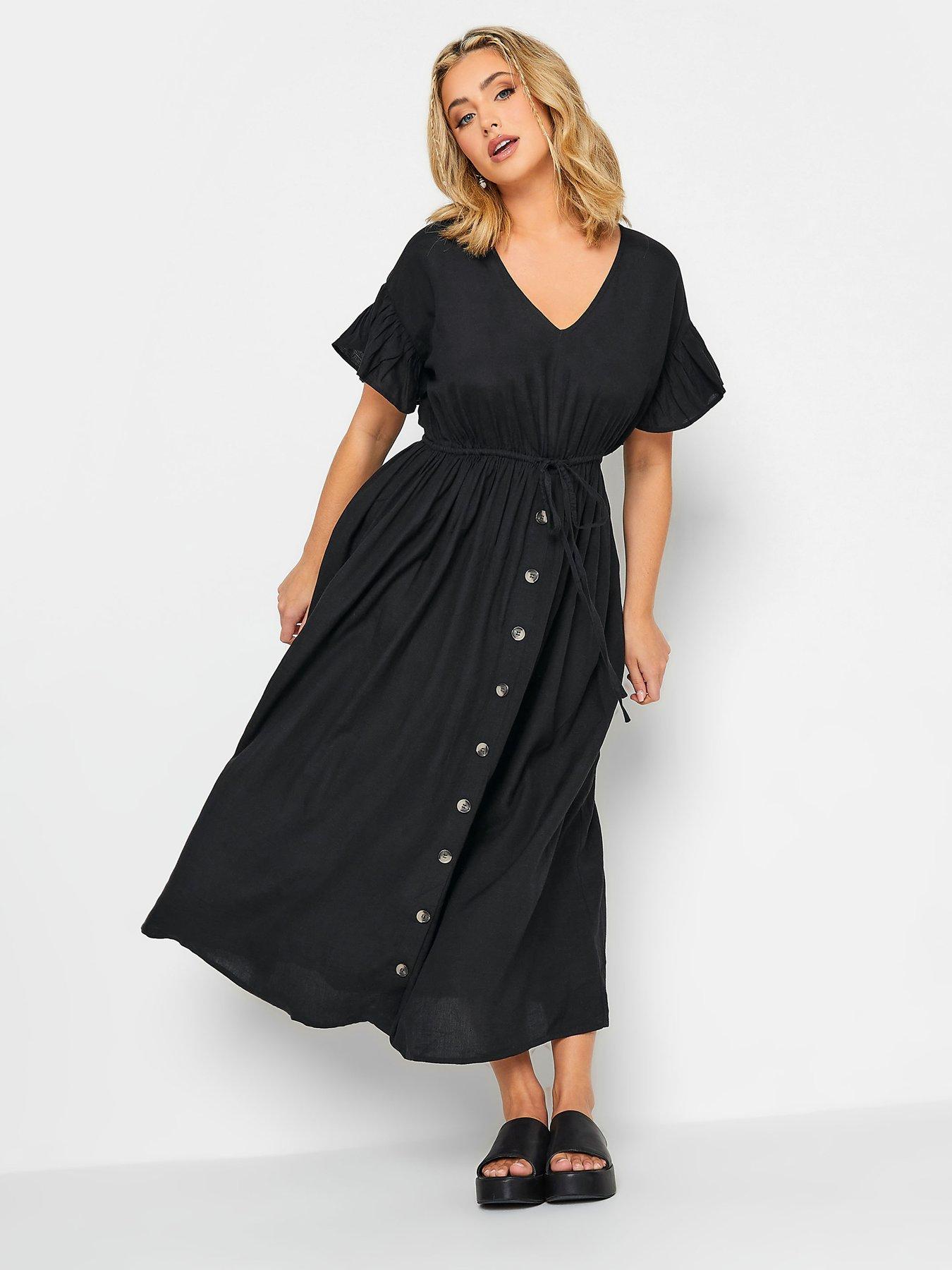 Yours Curve Women's Pleated Front Balloon Sleeve Dress