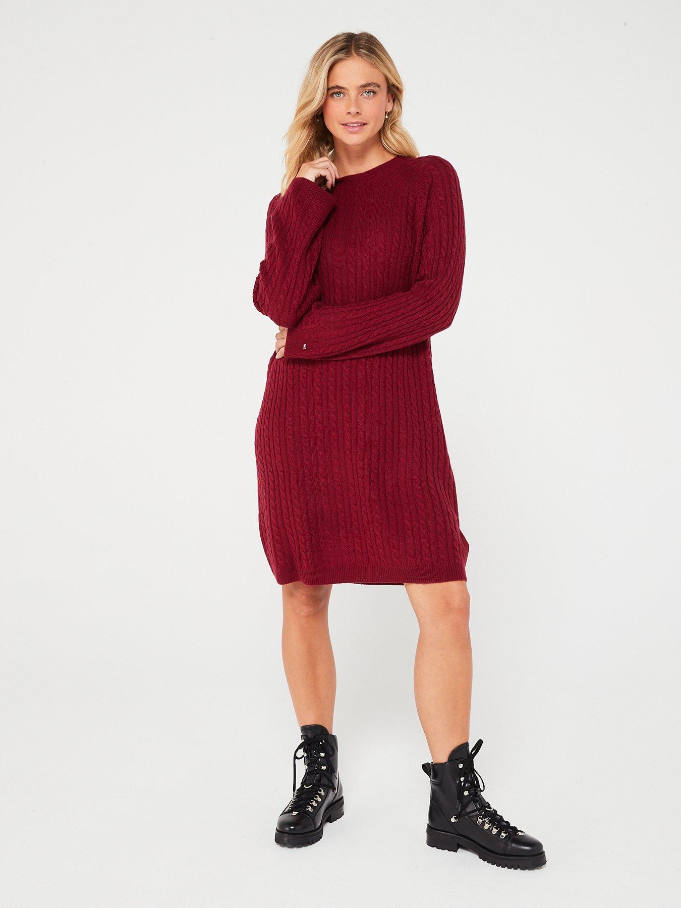 Red knitted 2024 dress uk