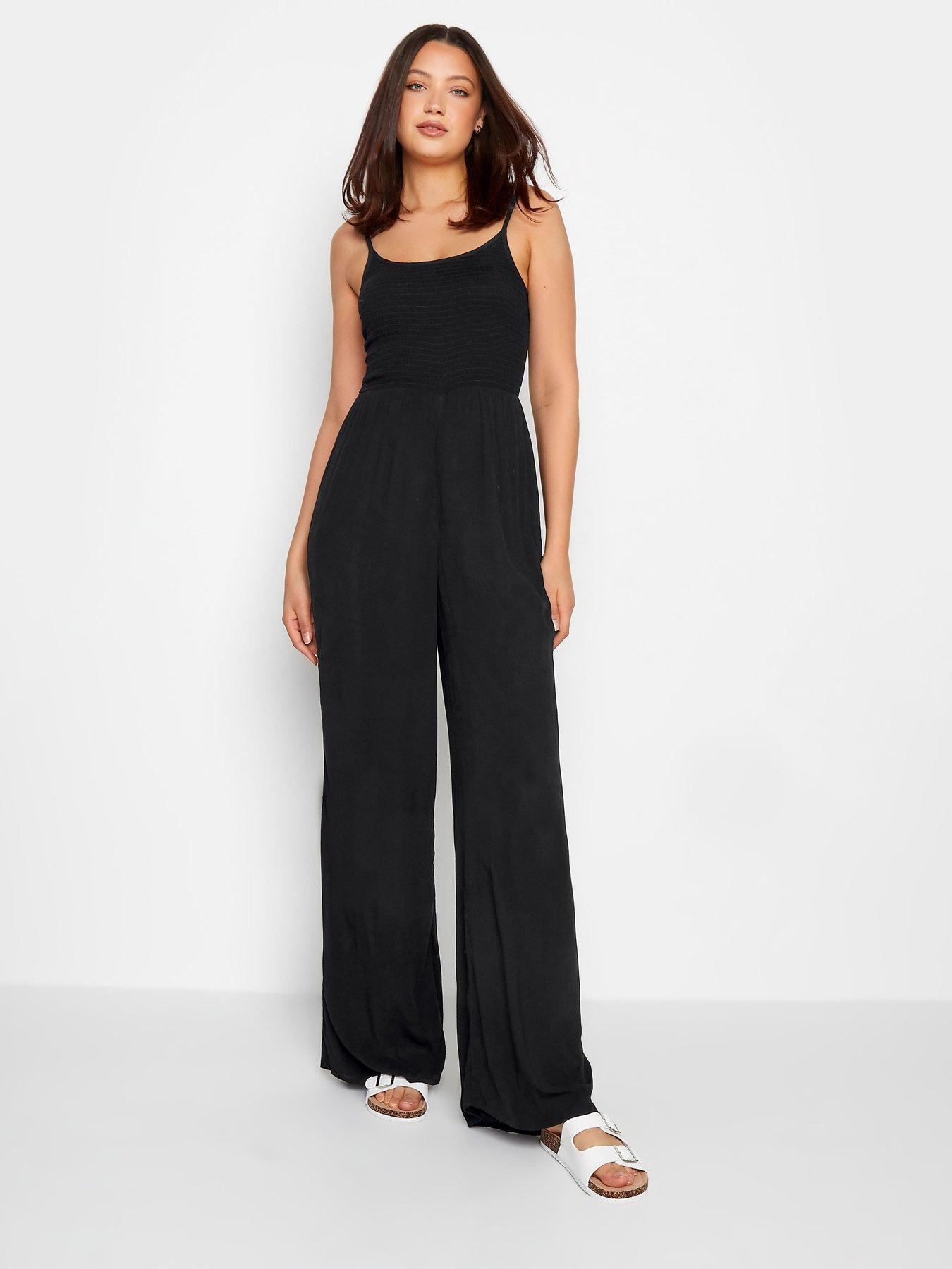 Black Crinkle Textured Short Sleeve Jumpsuit