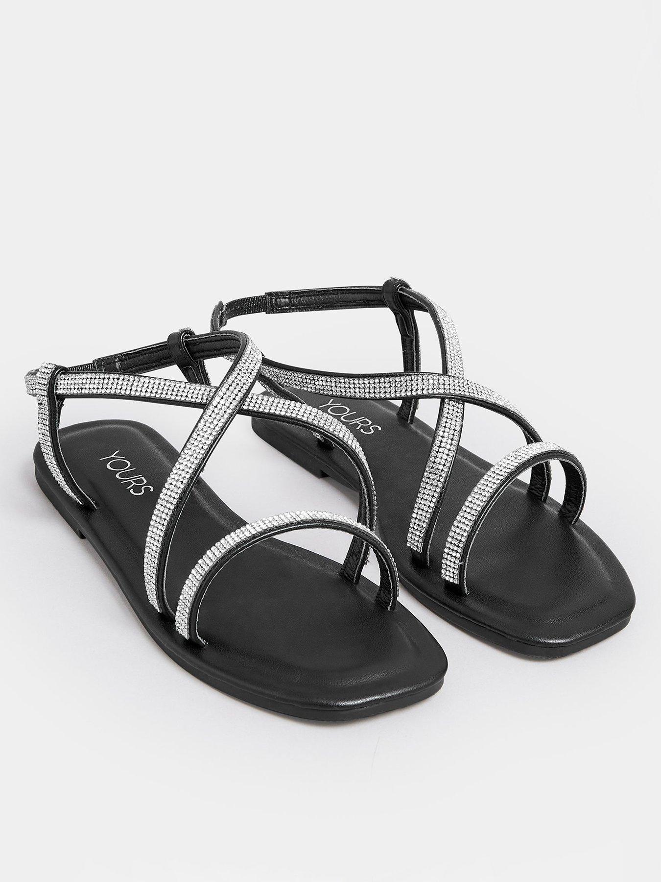 Yours Extra Wide Fit Woven Flat Sandal Black